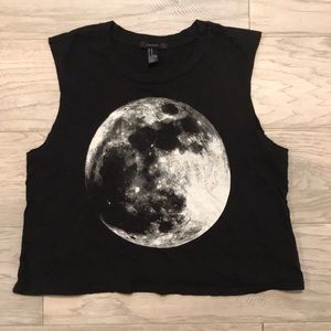 Forever 21 Moon Graphic Muscle Tank